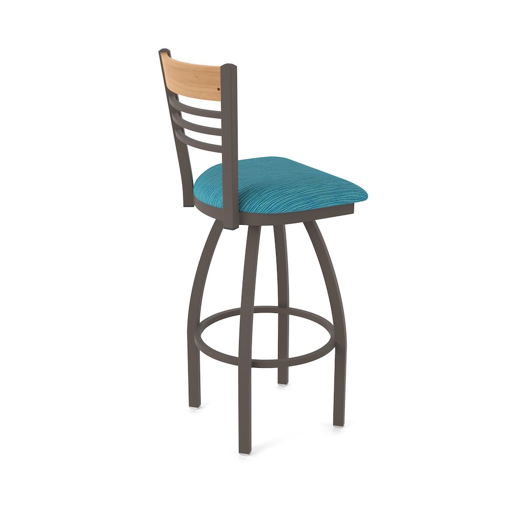 30" Swivel Bar Stool, Bronze Finish, Medium Back, Graph Tidal Seat. Picture 2