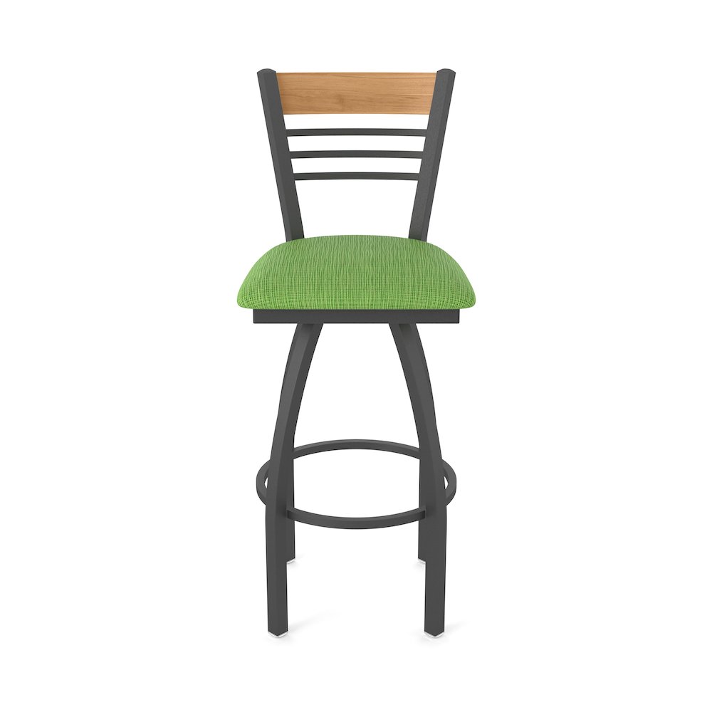 30" Swivel Bar Stool, Pewter Finish, Medium Back, Graph Parrot Seat. Picture 5
