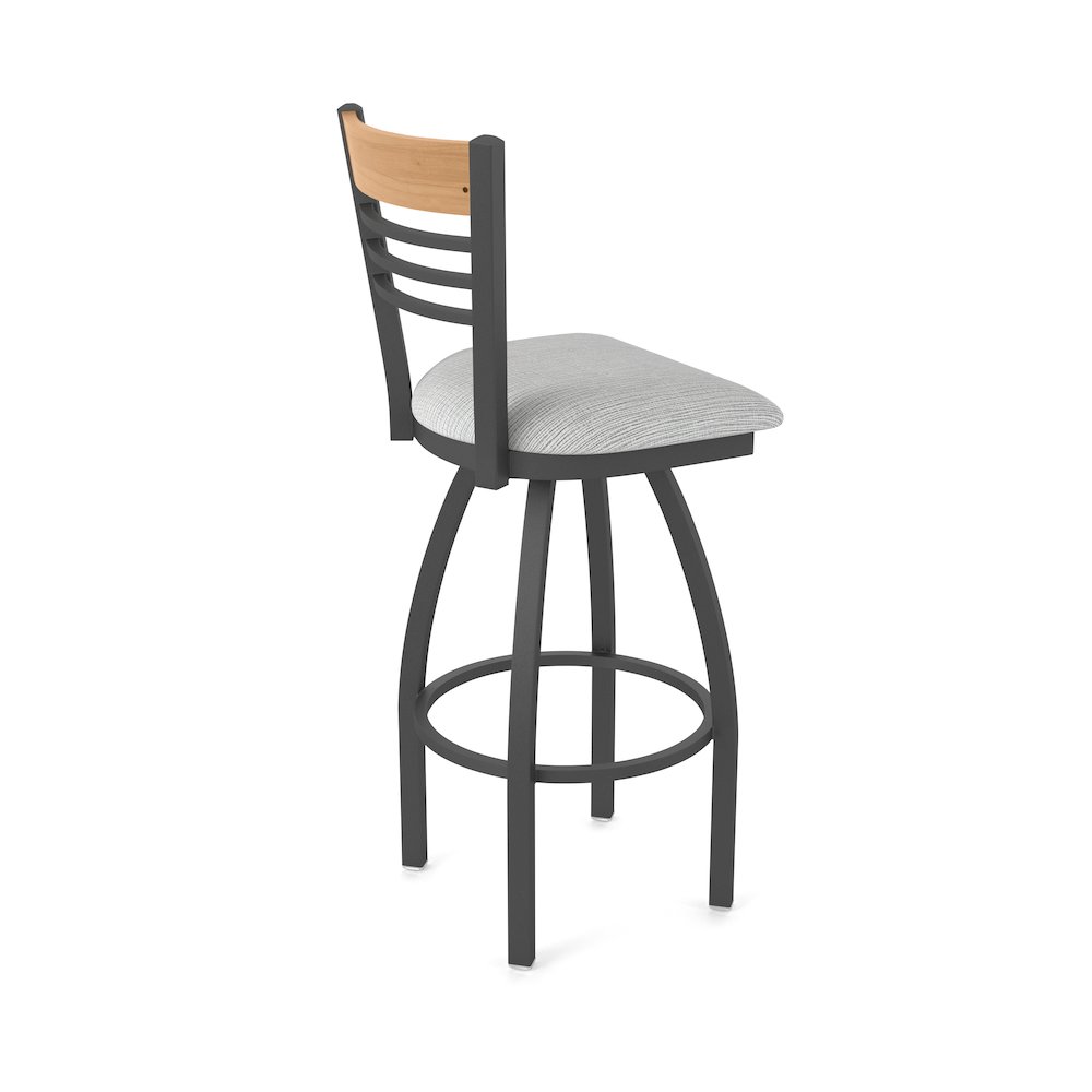 30" Swivel Bar Stool, Pewter Finish, Medium Back, Graph Alpine Seat. Picture 2