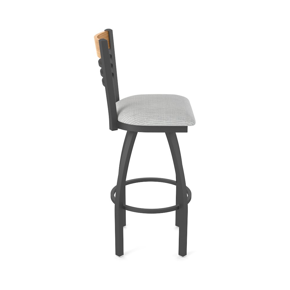 30" Swivel Bar Stool, Pewter Finish, Medium Back, Graph Alpine Seat. Picture 4