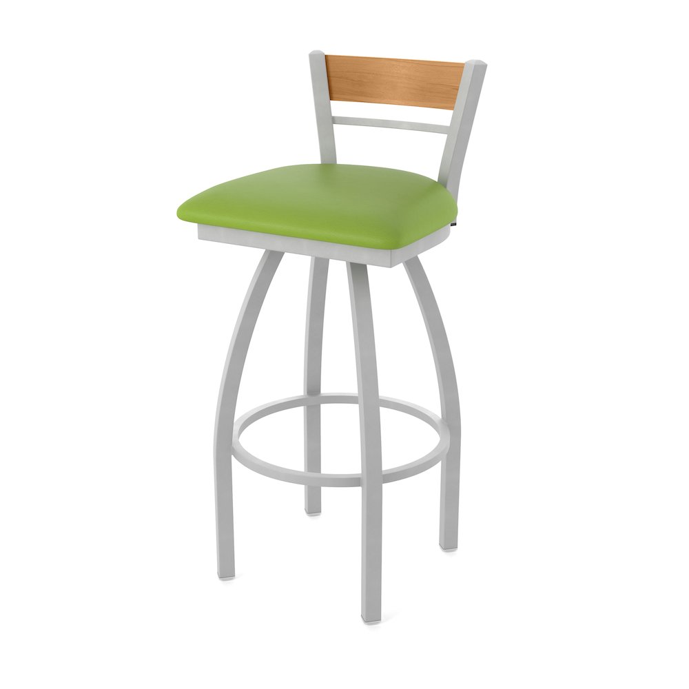 30" Swivel Bar Stool, Anodized Nickel Finish, Medium Back. Picture 1