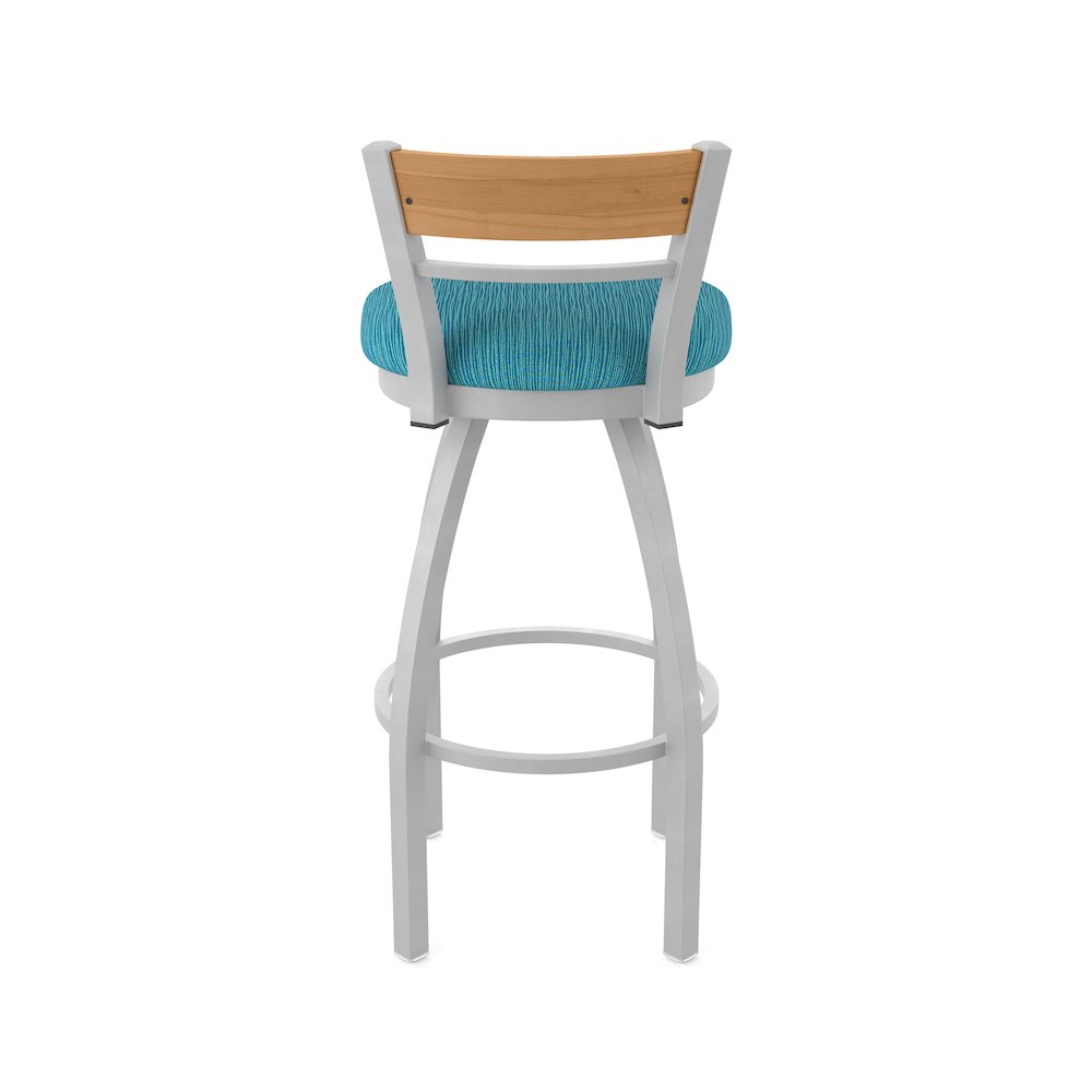30" Swivel Bar Stool, Anodized Nickel Finish, Medium Back, Graph Tidal Seat. Picture 6