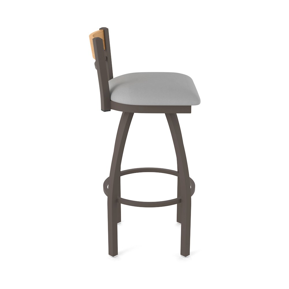 30" Swivel Bar Stool, Bronze Finish, Medium Back, Canter Folkstone Grey Seat. Picture 4