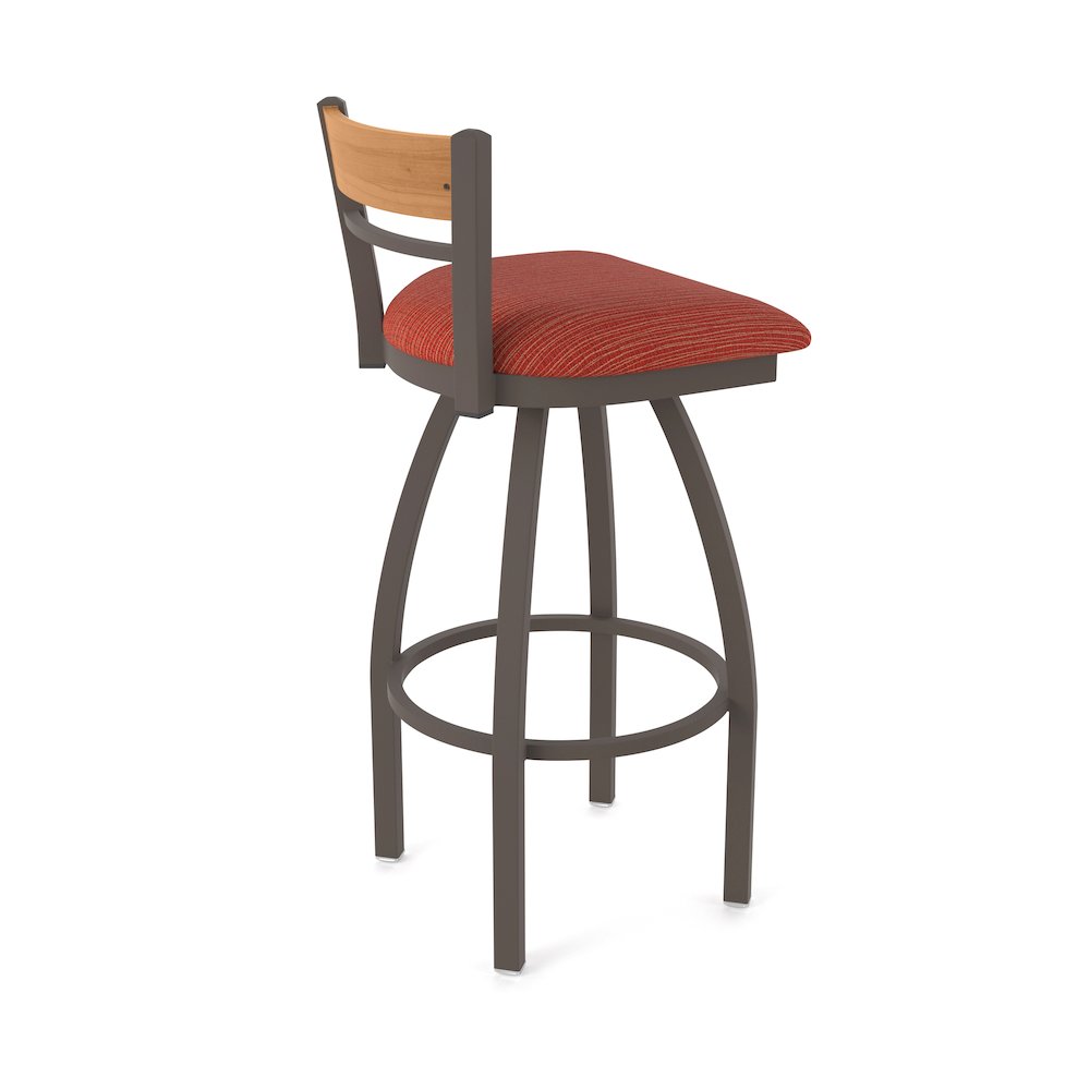 30" Swivel Bar Stool, Bronze Finish, Medium Back, Graph Poppy Seat. Picture 2