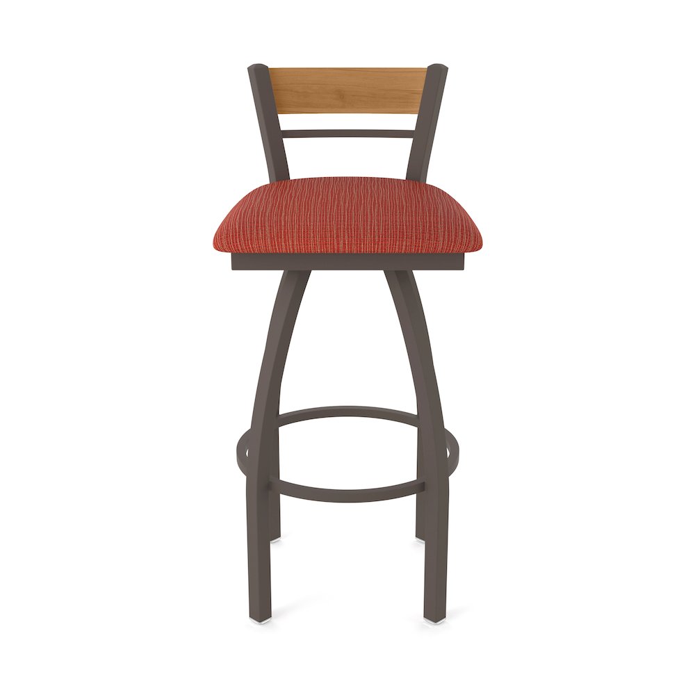 30" Swivel Bar Stool, Bronze Finish, Medium Back, Graph Poppy Seat. Picture 5