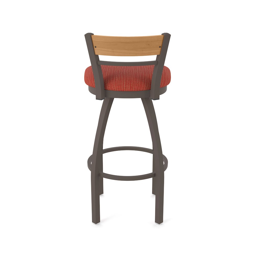 30" Swivel Bar Stool, Bronze Finish, Medium Back, Graph Poppy Seat. Picture 6