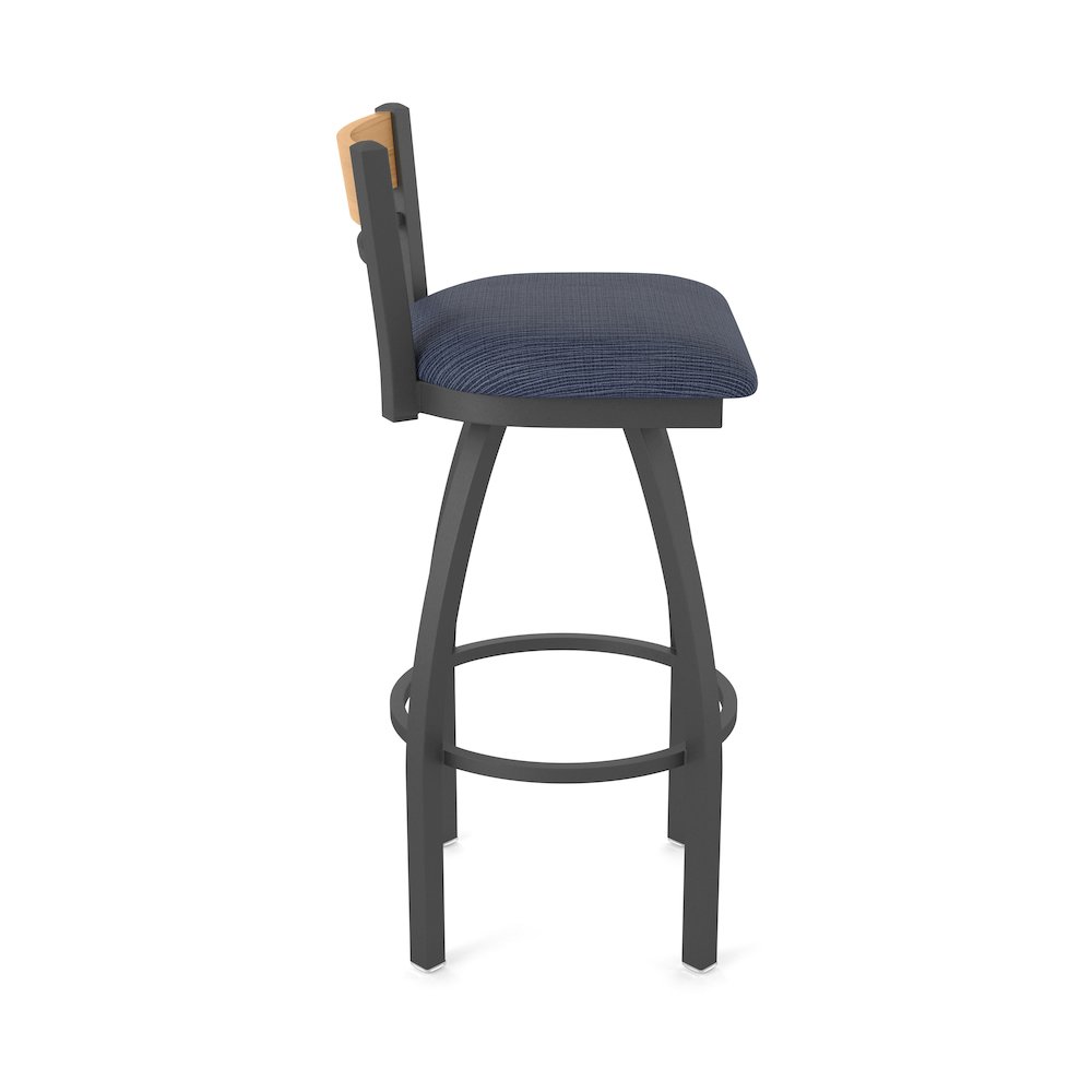30" Swivel Bar Stool, Pewter Finish, Medium Back, Graph Anchor Seat. Picture 4