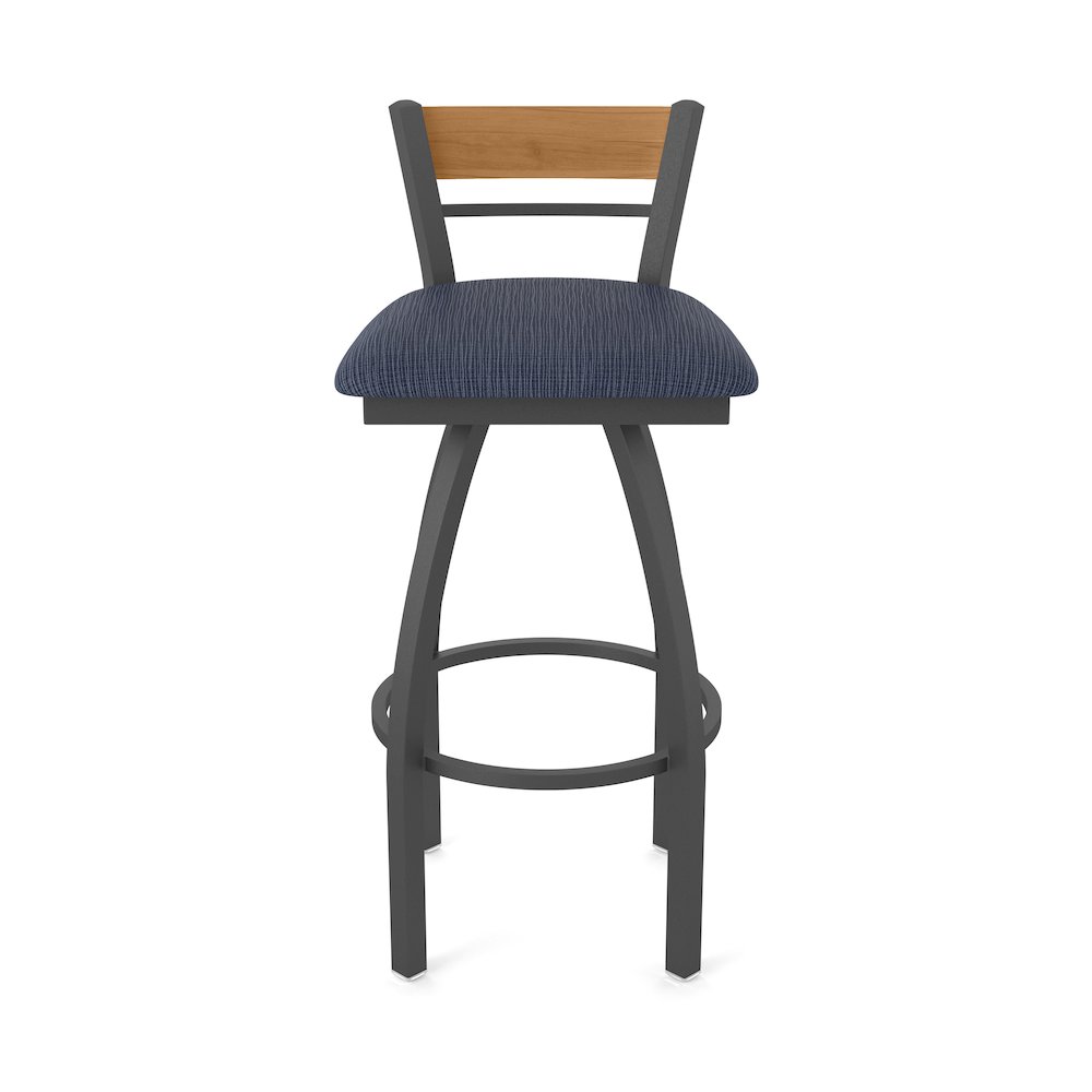 30" Swivel Bar Stool, Pewter Finish, Medium Back, Graph Anchor Seat. Picture 5
