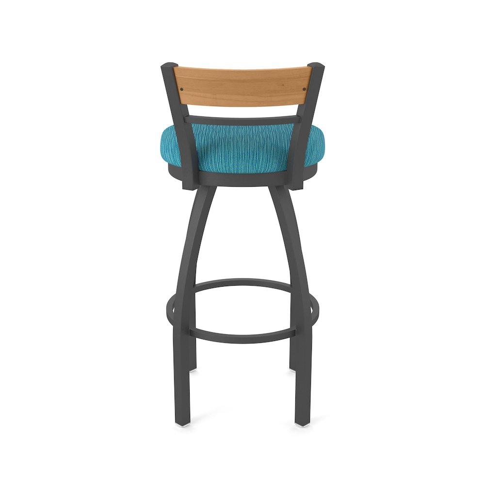 30" Swivel Bar Stool, Pewter Finish, Medium Back, Graph Tidal Seat. Picture 6