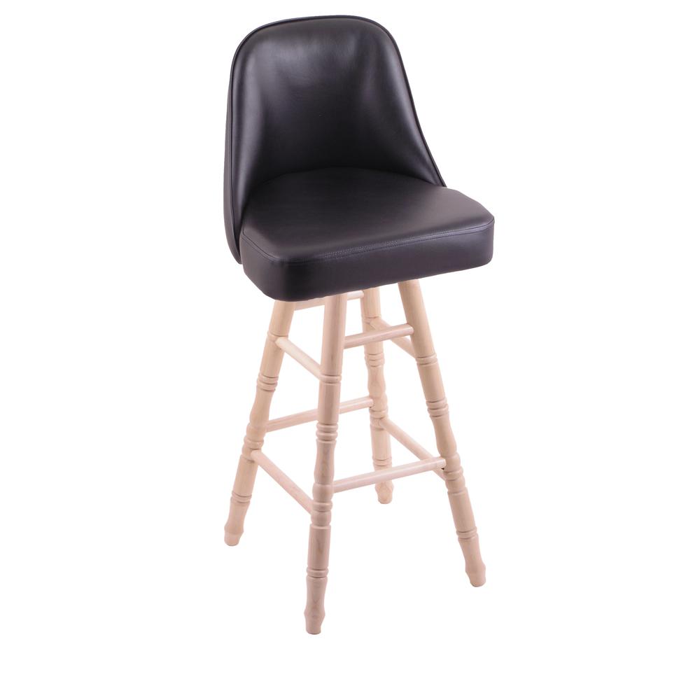 Grizzly 30" Swivel Bar Stool with Turned Maple Legs, Natural Finish. Picture 1