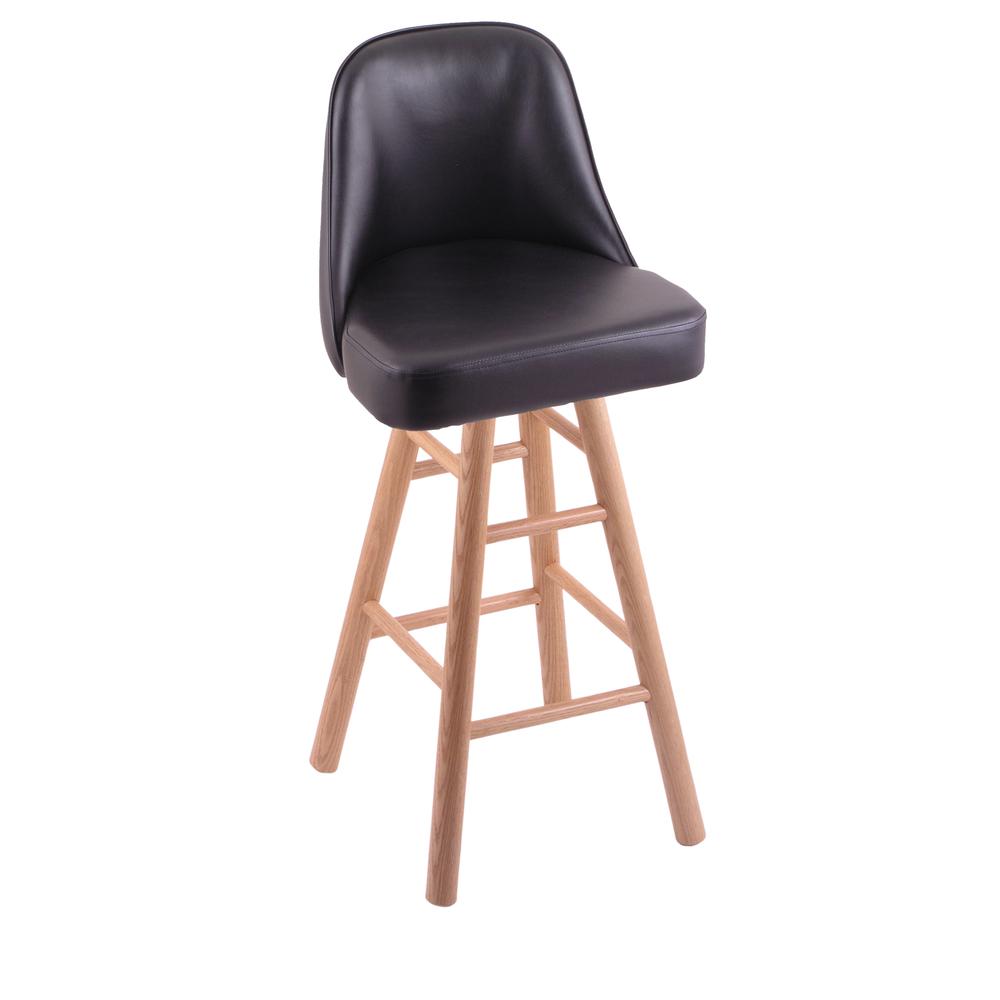 Grizzly 30" Swivel Bar Stool with Smooth Oak Legs, Natural Finish. Picture 1