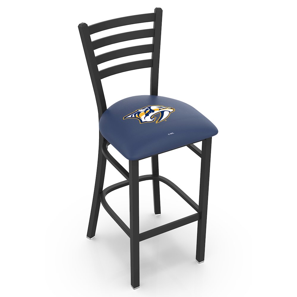 L004 - 30" Black Wrinkle Nashville Predators Stationary Bar Stool with Ladder Style Back by Holland Bar Stool Co.. Picture 1