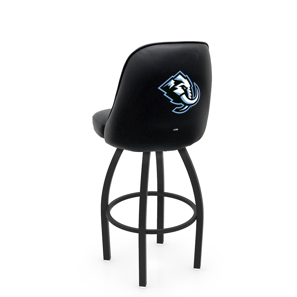 L048 Logo Grizzly Utah Mammoth 30" Swivel Bar Stool with Black Wrinkle Finish. Picture 1