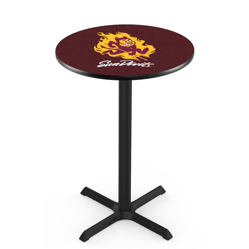 L211 Arizona State University (Sparky) 36" Tall - 36" Top Pub Table with Black Wrinkle Finish. Picture 1