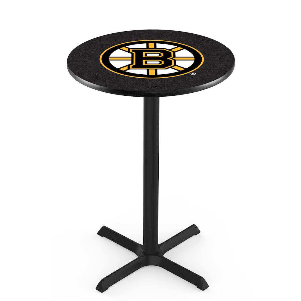 L211 Boston Bruins 36' Tall - 36' Top Pub Table w/ Black Wrinkle Finish (4307). Picture 1