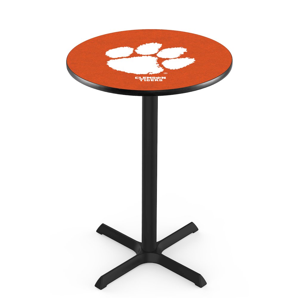 L211 Clemson 36" Tall - 36" Top Pub Table with Black Wrinkle Finish. Picture 1