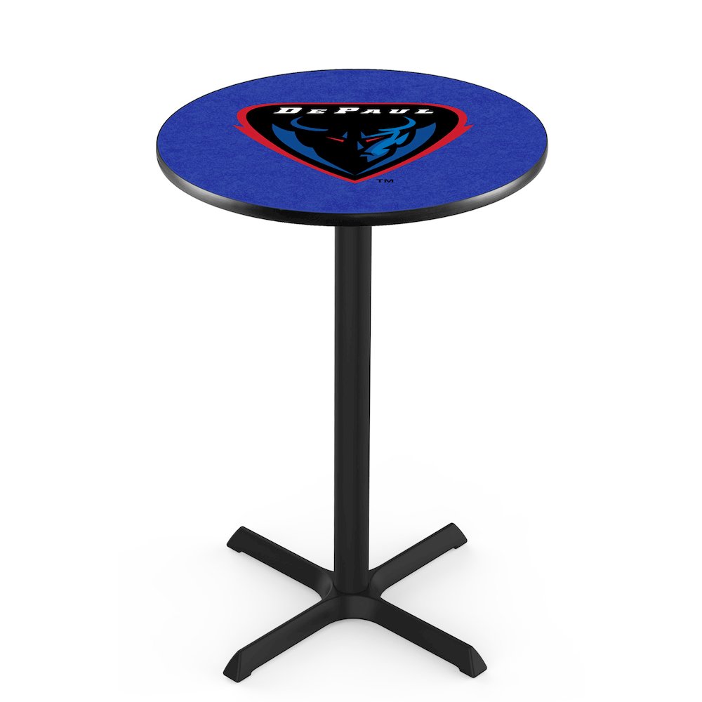 L211 DePaul University 36' Tall - 36' Top Pub Table w/ Black Wrinkle Finish. Picture 1