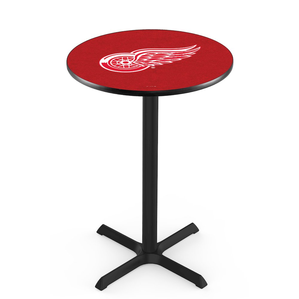 L211 Detroit Red Wings 36' Tall - 36' Top Pub Table w/ Black Wrinkle Finish (4550). Picture 1