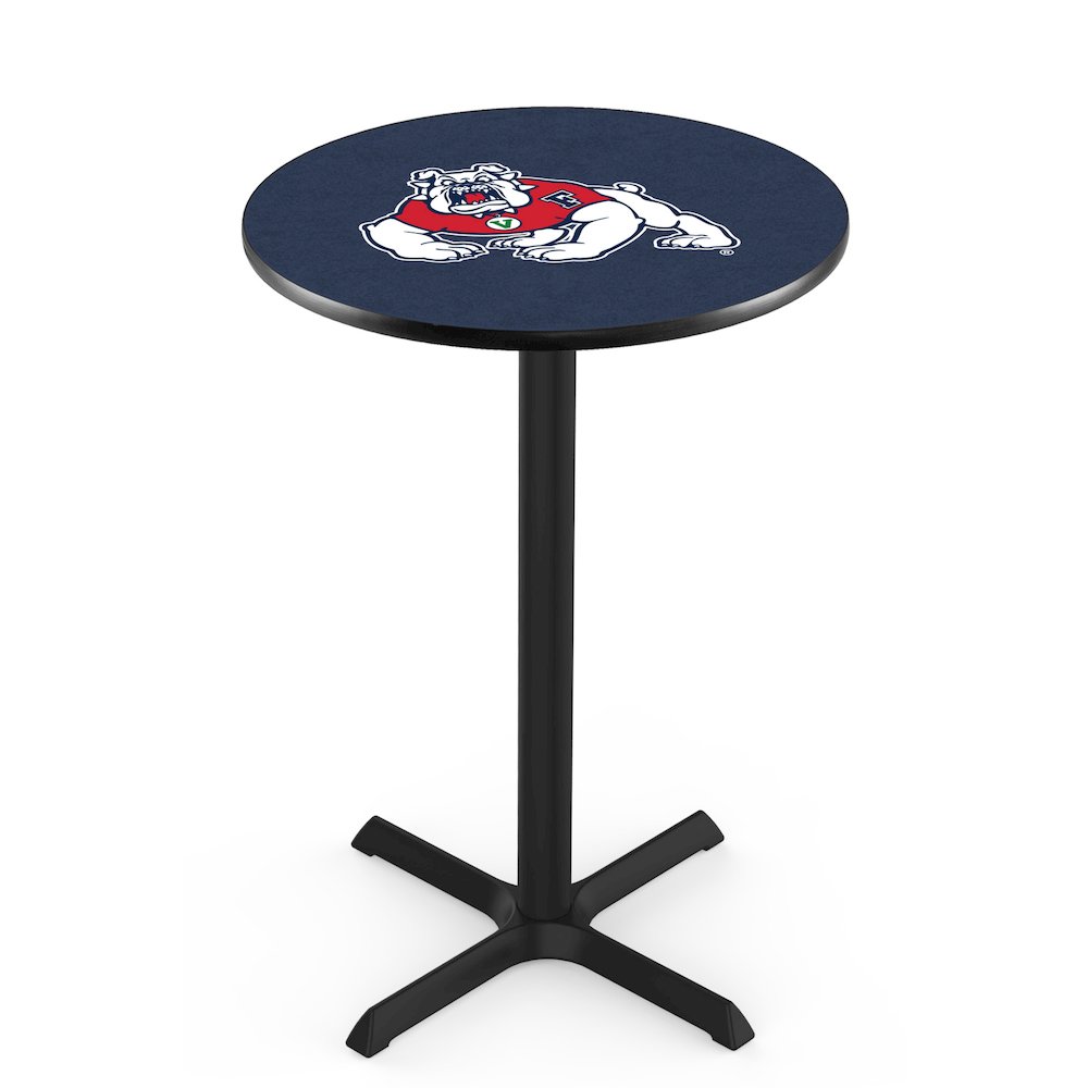 L211 Fresno State University 36" Tall - 36" Top Pub Table with Black Wrinkle Finish. Picture 1