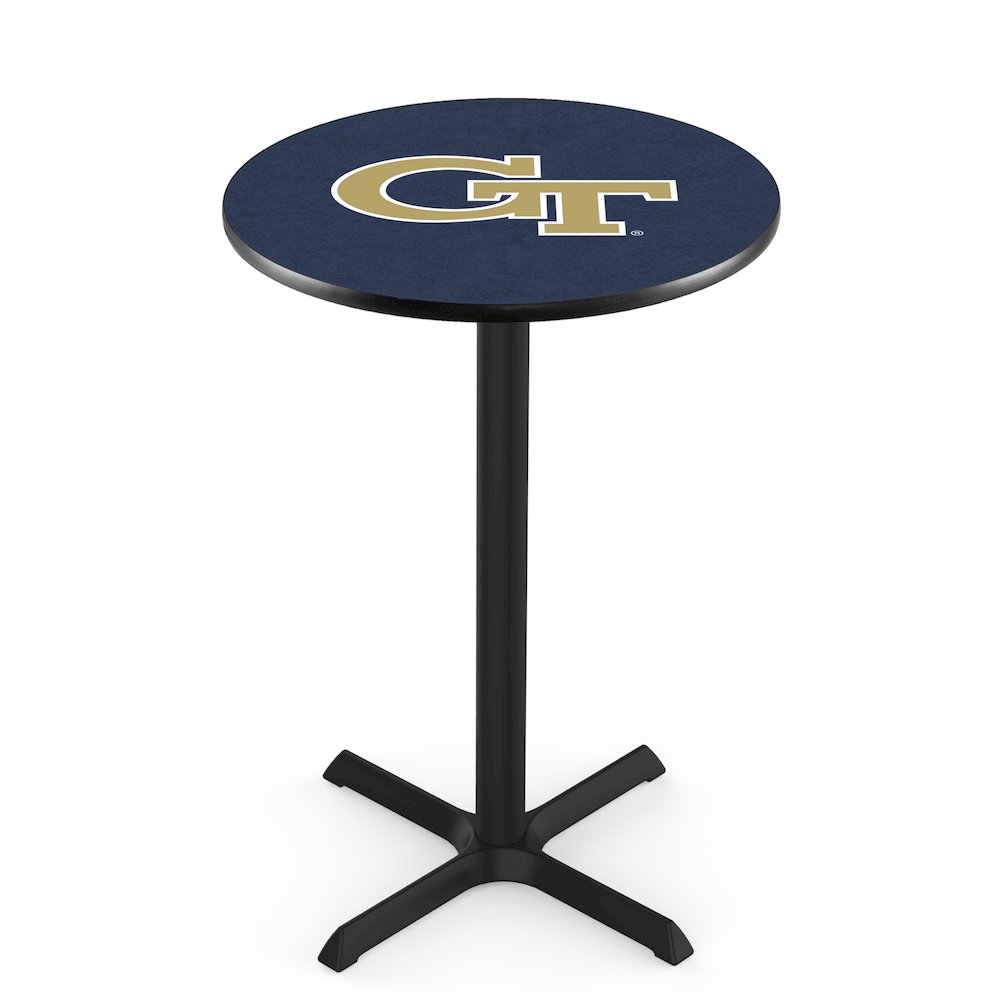 L211 Georgia Tech 36' Tall - 36' Top Pub Table w/ Black Wrinkle Finish. Picture 1
