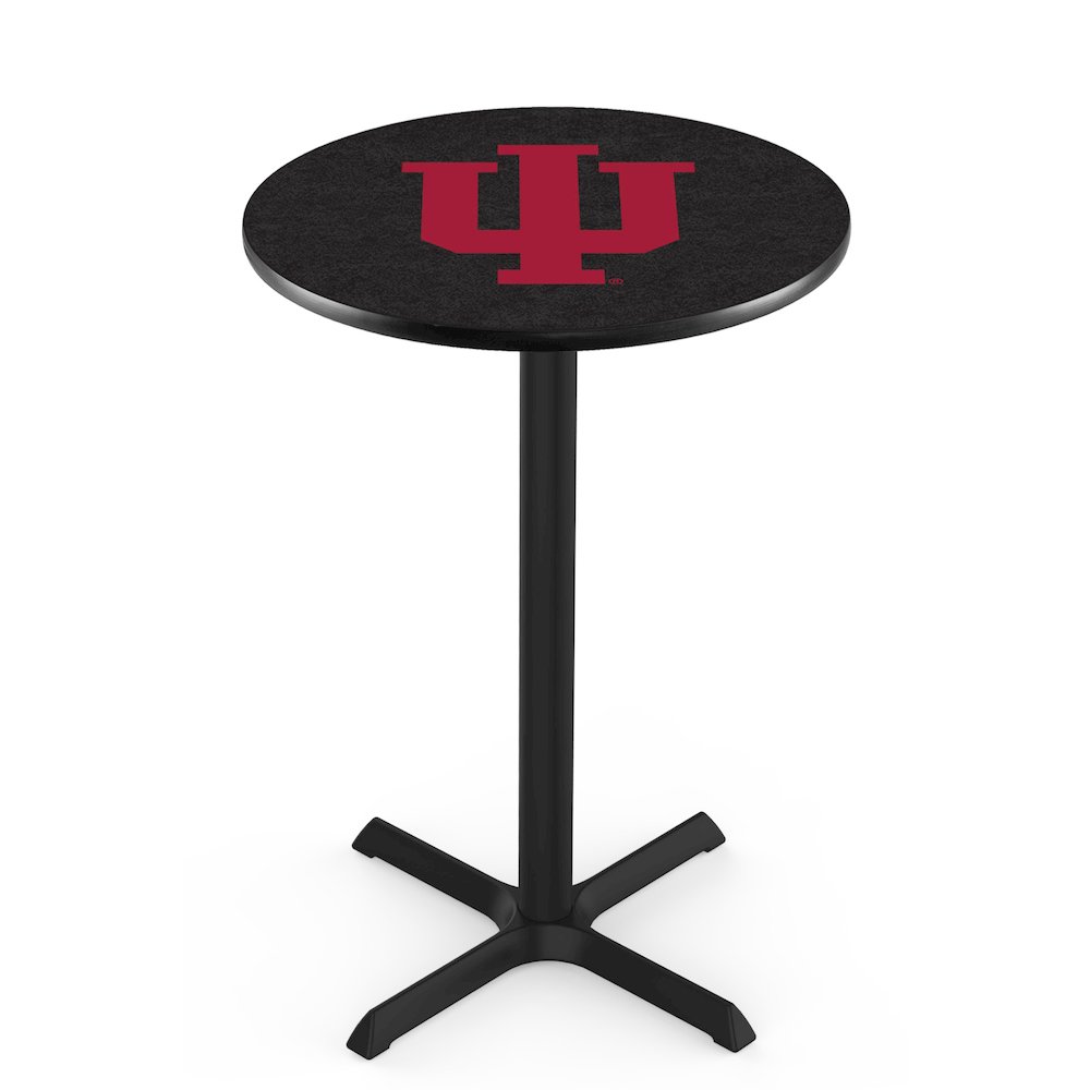 L211 Indiana University 36" Tall - 36" Top Pub Table with Black Wrinkle Finish. Picture 1