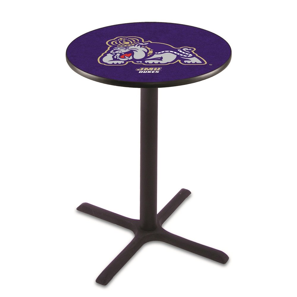 L211 James Madison University 36' Tall - 36' Top Pub Table w/ Black Wrinkle Finish. Picture 1