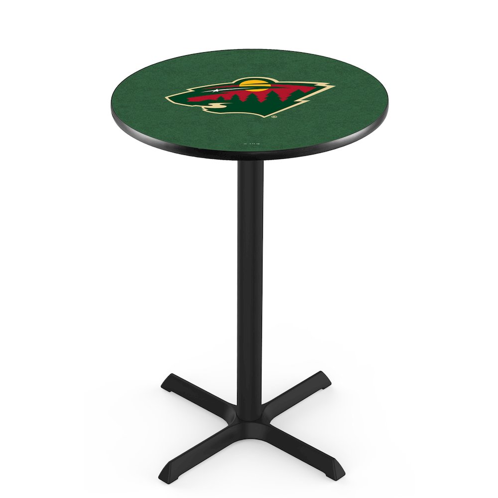 L211 Minnesota Wild 36" Tall - 36" Top Pub Table with Black Wrinkle Finish (5014). Picture 1
