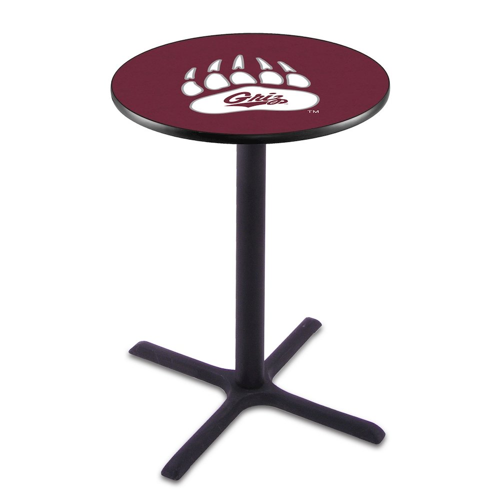 L211 University of Montana 36" Tall - 36" Top Pub Table with Black Wrinkle Finish. Picture 1