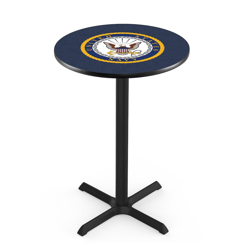 L211 United States Navy 36' Tall - 36' Top Pub Table w/ Black Wrinkle Finish. Picture 1