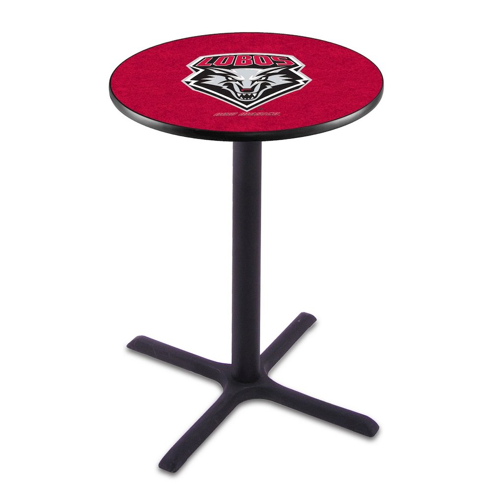 L211 University of New Mexico 36" Tall - 36" Top Pub Table with Black Wrinkle Finish. Picture 1
