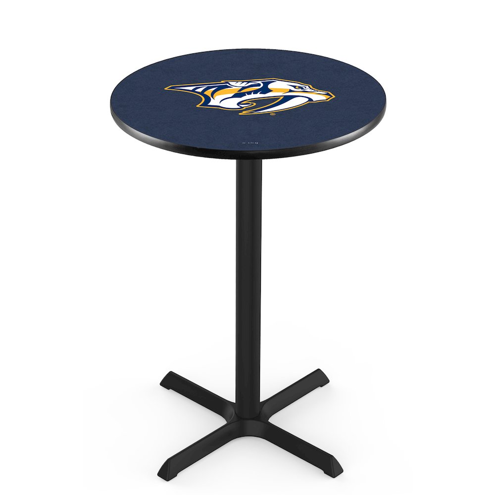 L211 Nashville Predators 36' Tall - 36' Top Pub Table w/ Black Wrinkle Finish (5281). Picture 1