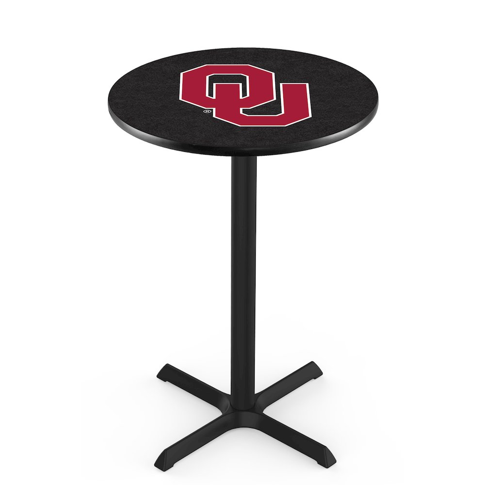 L211 Oklahoma University 36" Tall - 36" Top Pub Table with Black Wrinkle Finish. Picture 1