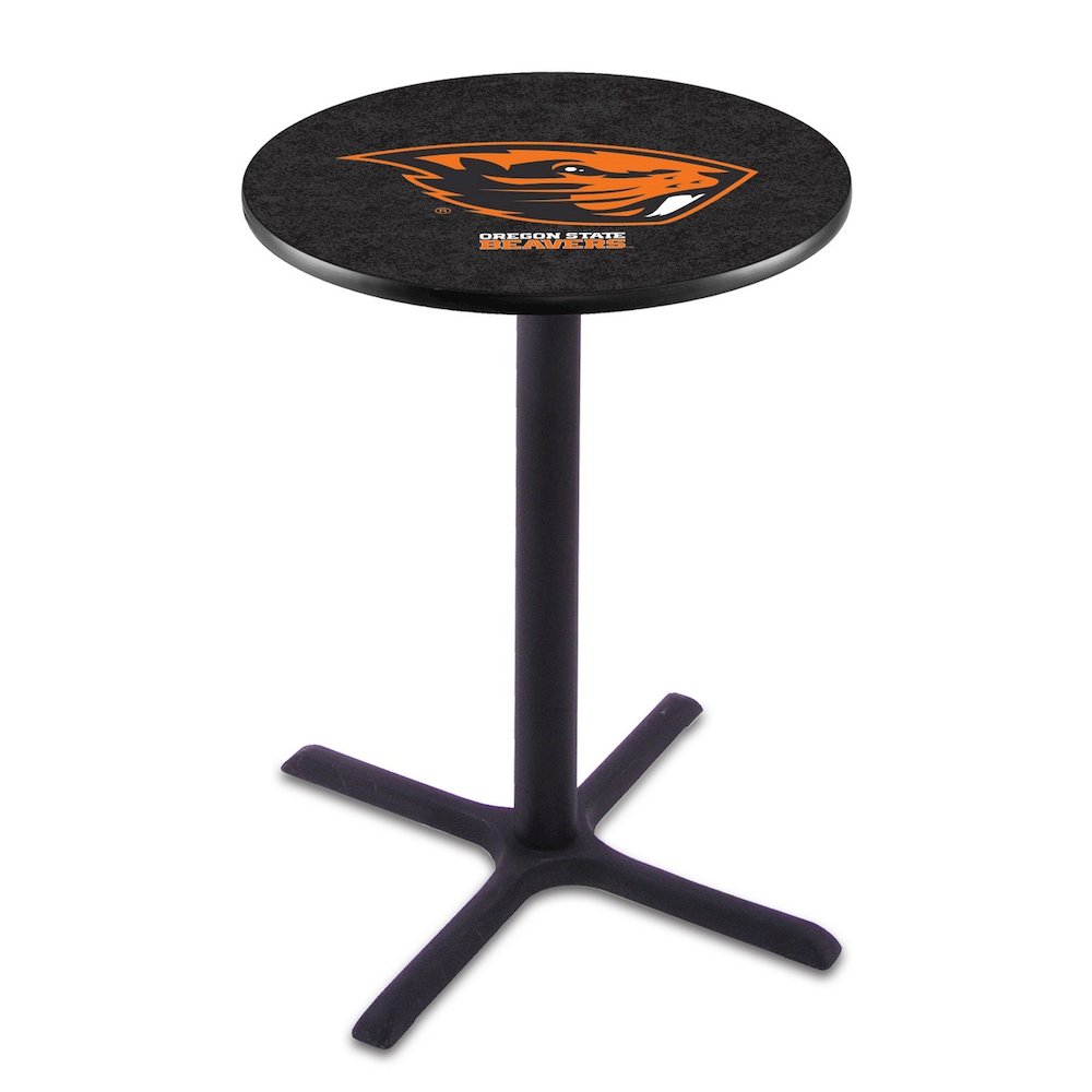 L211 Oregon State University 36" Tall - 36" Top Pub Table with Black Wrinkle Finish. Picture 1