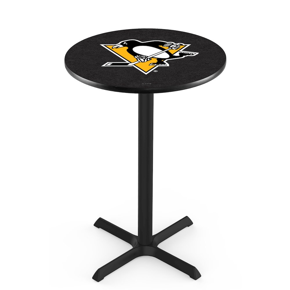 L211 Pittsburgh Penguins 36" Tall - 36" Top Pub Table with Black Wrinkle Finish (5403). Picture 1