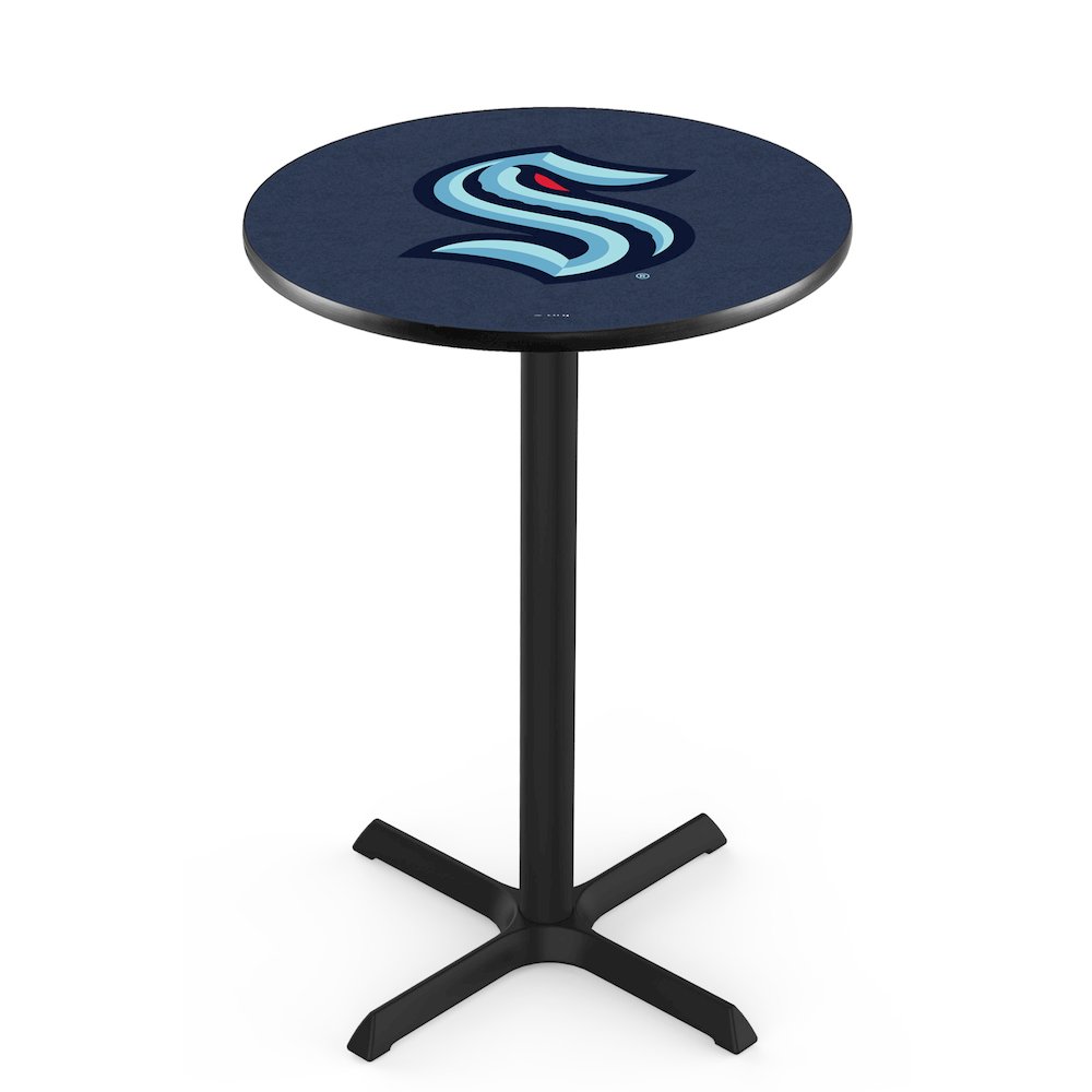 L211 Seattle Kraken 36' Tall - 36' Top Pub Table w/ Black Wrinkle Finish (900). Picture 1