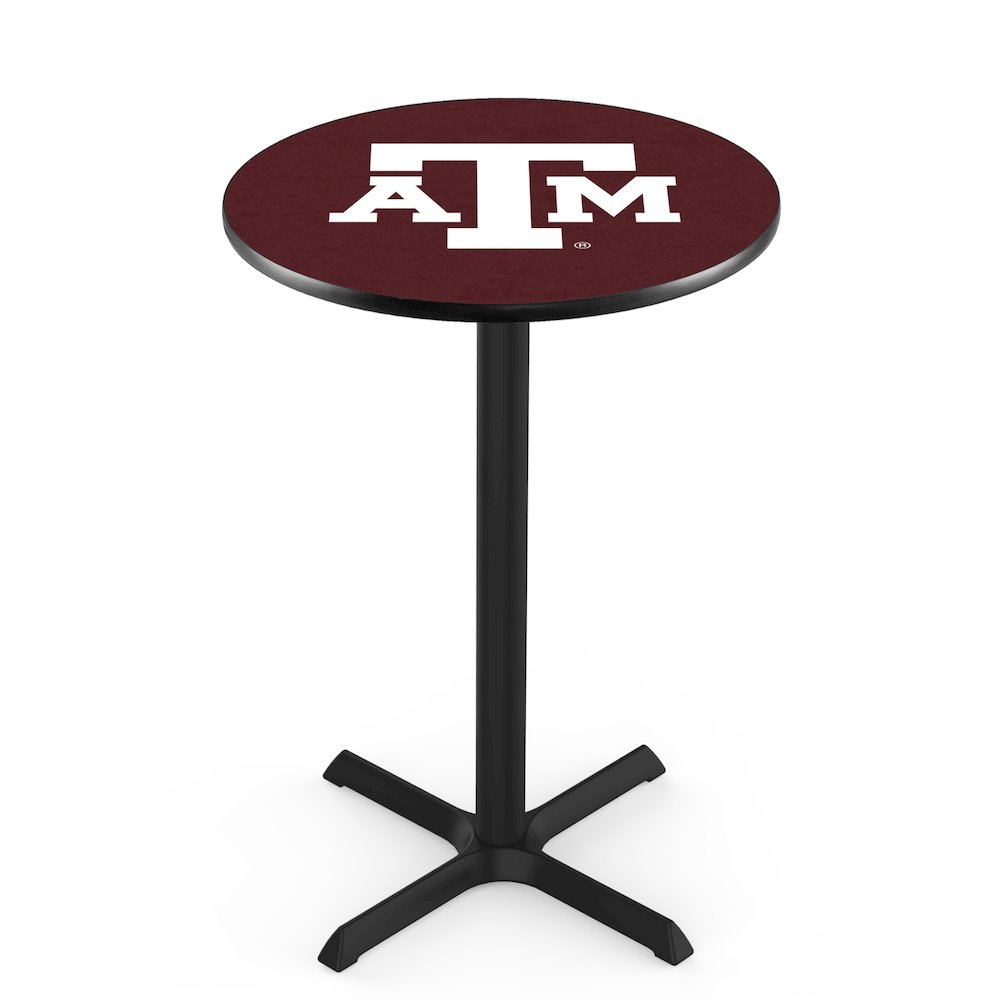 L211 Texas A&M 36" Tall - 36" Top Pub Table with Black Wrinkle Finish. Picture 1