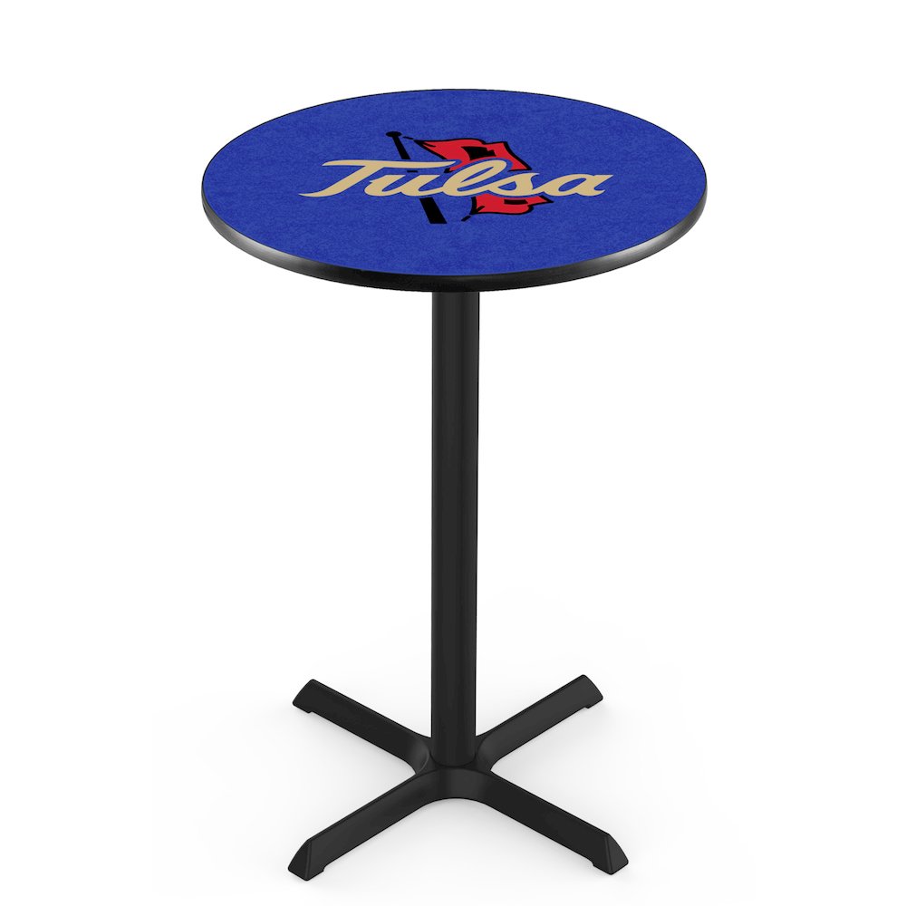L211 University of Tulsa 36' Tall - 36' Top Pub Table w/ Black Wrinkle Finish. Picture 1