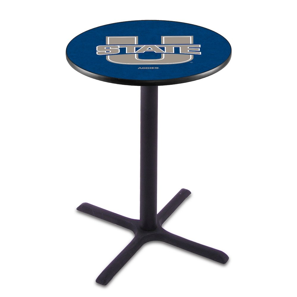 L211 Utah State University 36' Tall - 36' Top Pub Table w/ Black Wrinkle Finish. Picture 1