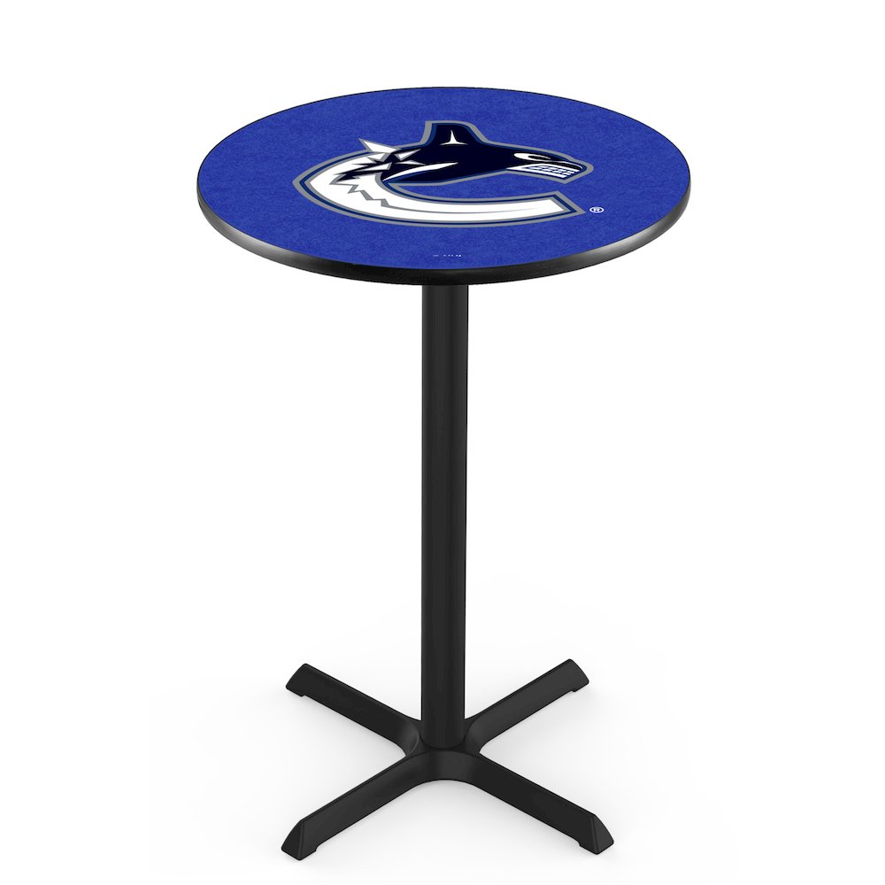 L211 Vancouver Canucks 36" Tall - 36" Top Pub Table with Black Wrinkle Finish (5731). Picture 1