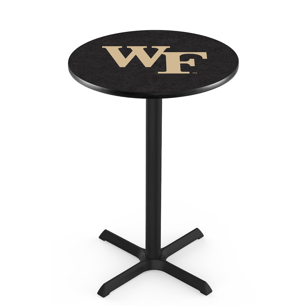 L211 Wake Forest University 36" Tall - 36" Top Pub Table with Black Wrinkle Finish. Picture 1