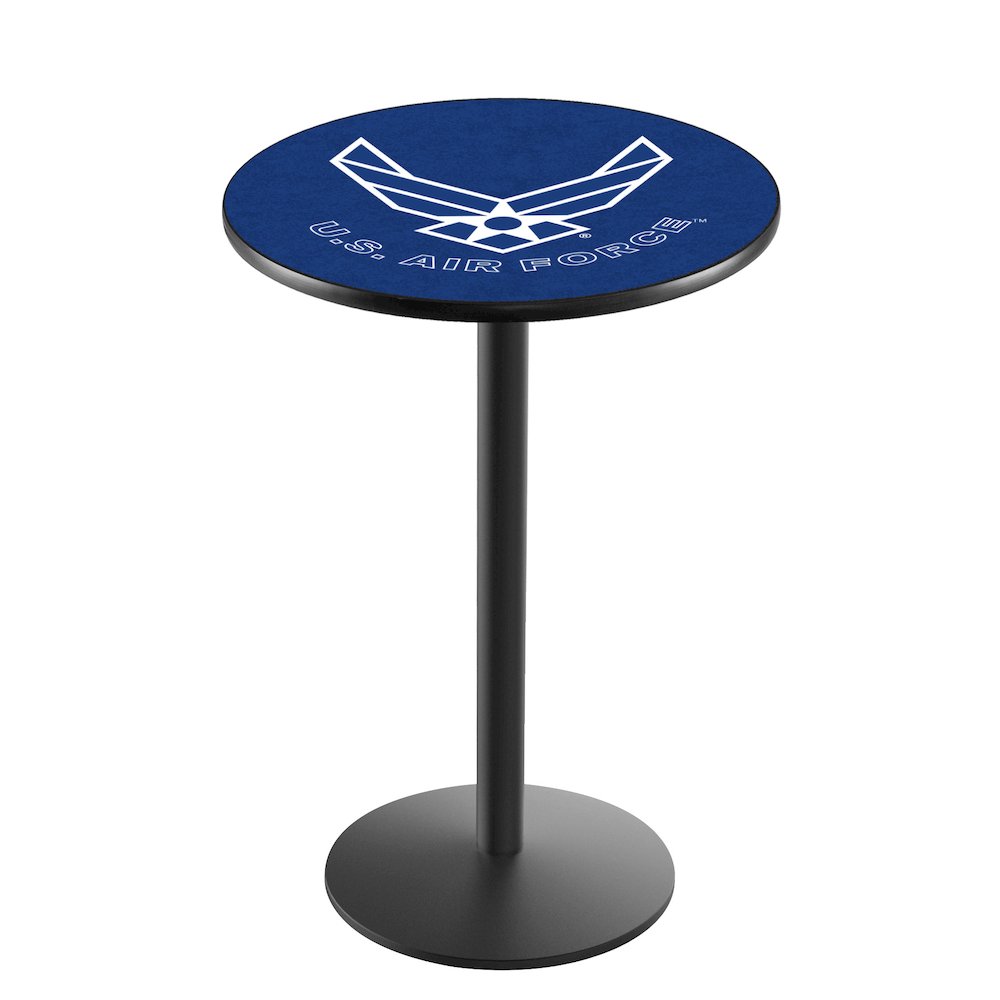 L214 United States Air Force 36' Tall - 36' Top Pub Table w/ Black Wrinkle Finish. Picture 1