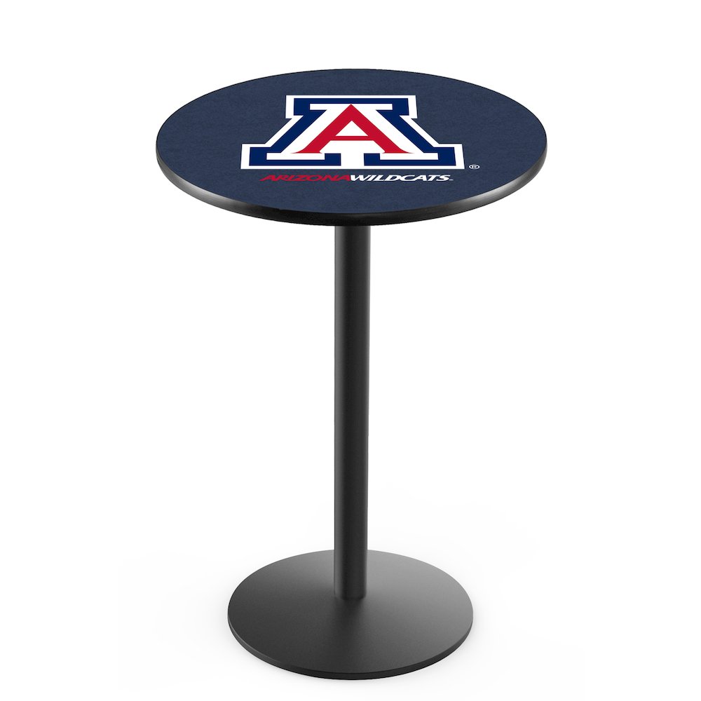 L214 University of Arizona 36' Tall - 36' Top Pub Table w/ Black Wrinkle Finish. Picture 1