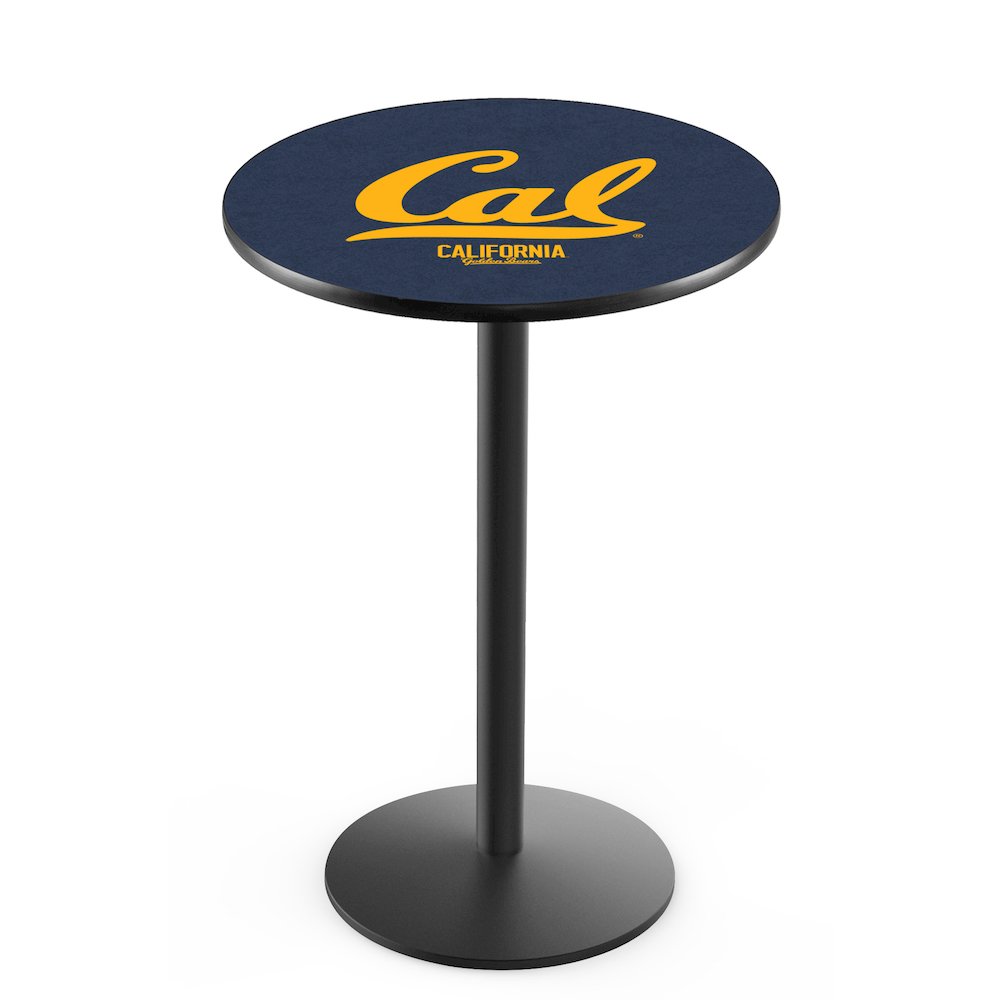 L214 University of California 36" Tall - 36" Top Pub Table with Black Wrinkle Finish. Picture 1