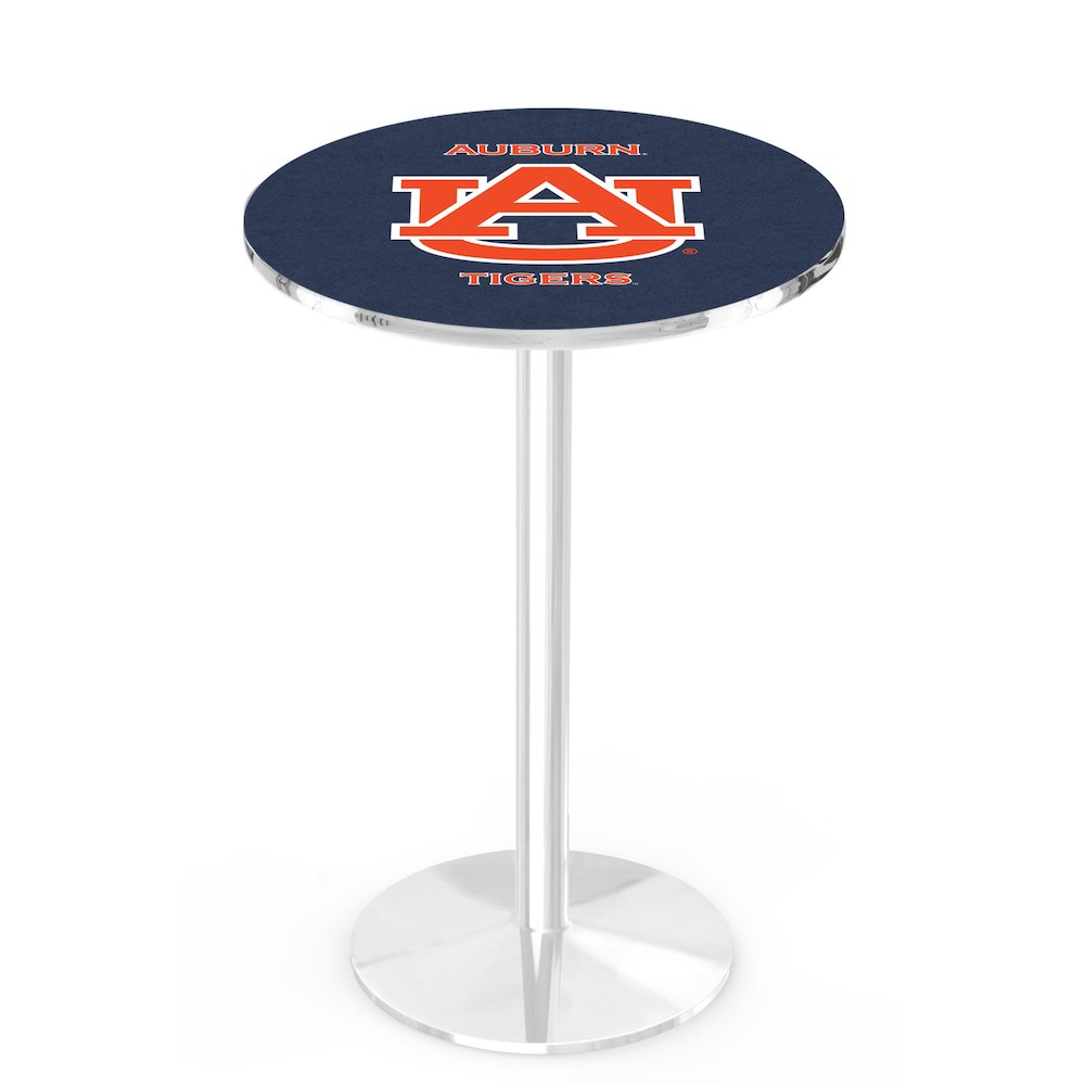 L214 Auburn University 36" Tall - 36" Top Pub Table with Chrome Finish. Picture 1