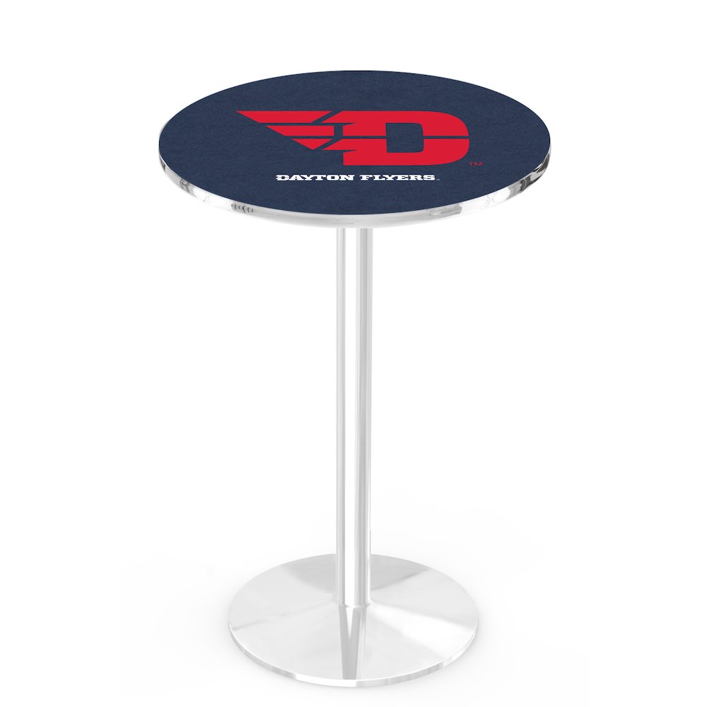 L214 University of Dayton 36' Tall - 36' Top Pub Table w/ Chrome Finish. Picture 1