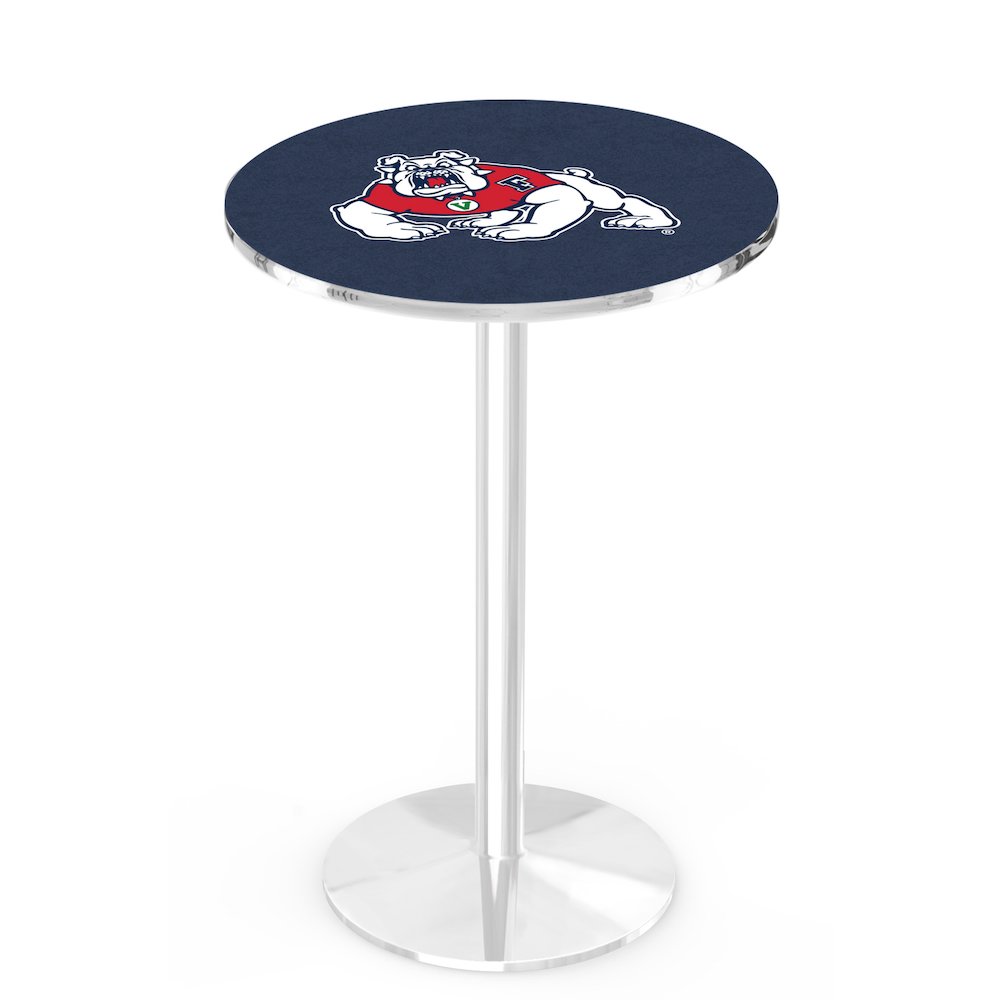 L214 Fresno State University 36' Tall - 36' Top Pub Table w/ Chrome Finish. Picture 1
