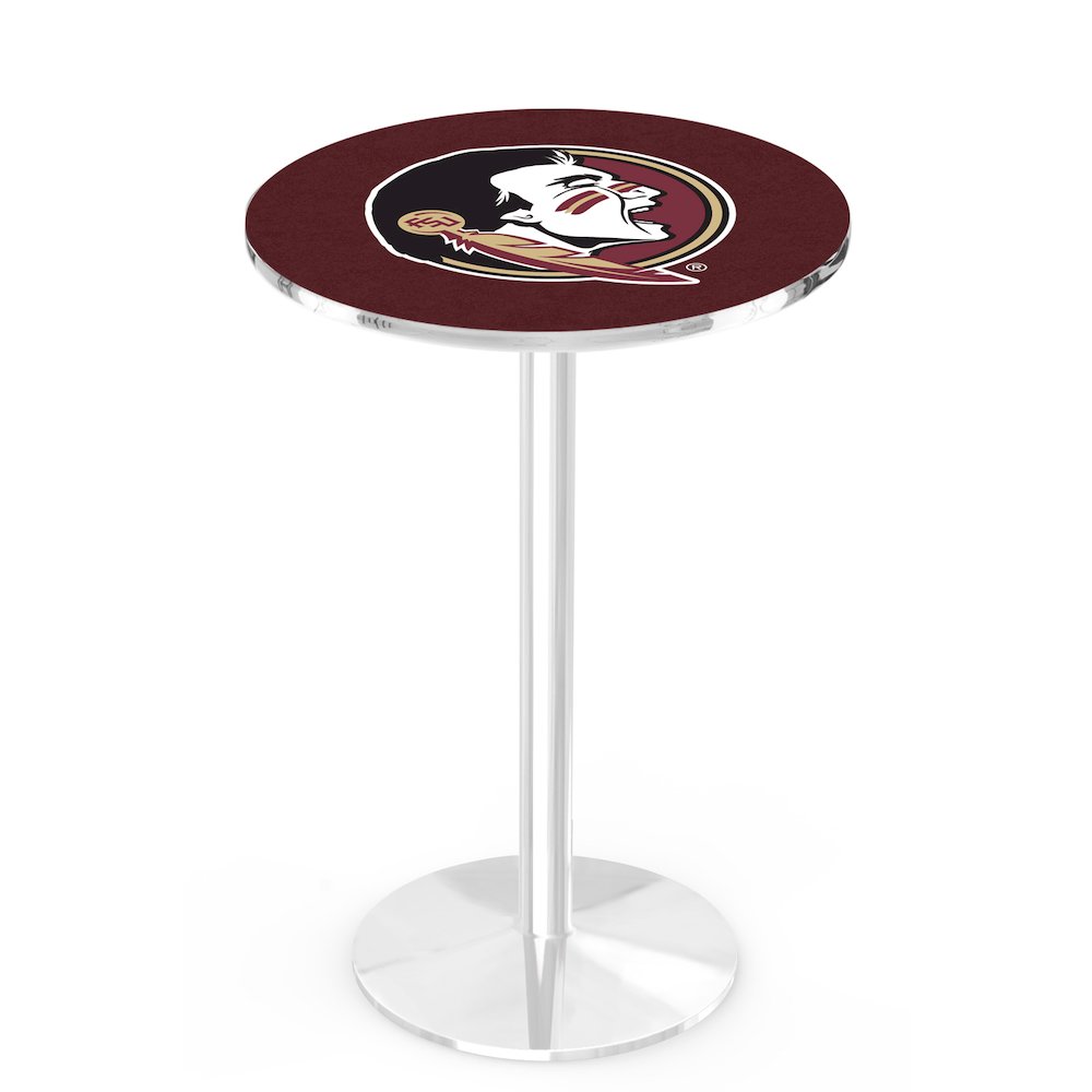 L214 Florida State (Head) 36' Tall - 36' Top Pub Table w/ Chrome Finish. Picture 1