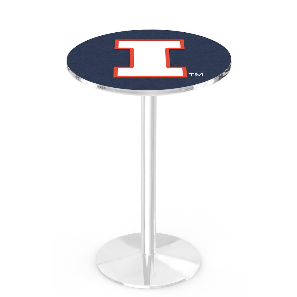 L214 University of Illinois 36' Tall - 36' Top Pub Table w/ Chrome Finish. Picture 1