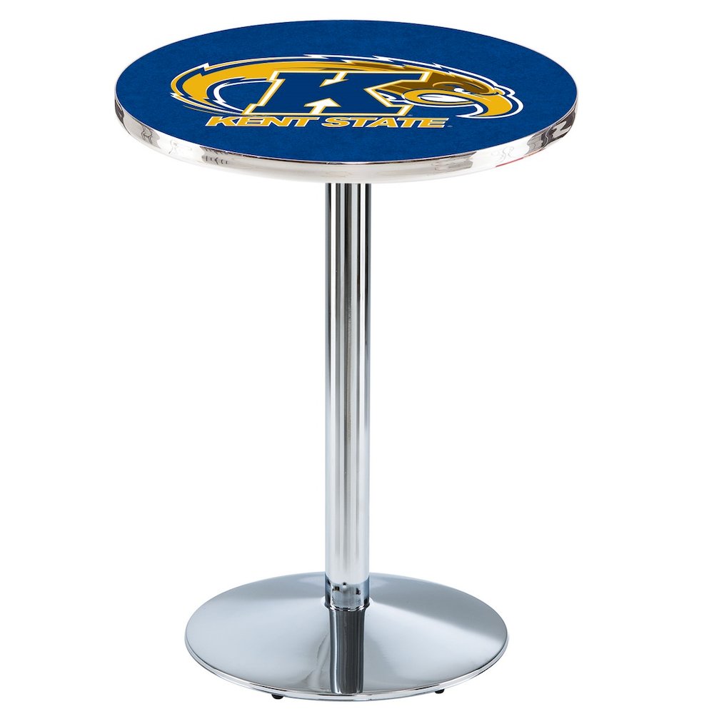 L214 Kent State University 36' Tall - 36' Top Pub Table w/ Chrome Finish. Picture 1