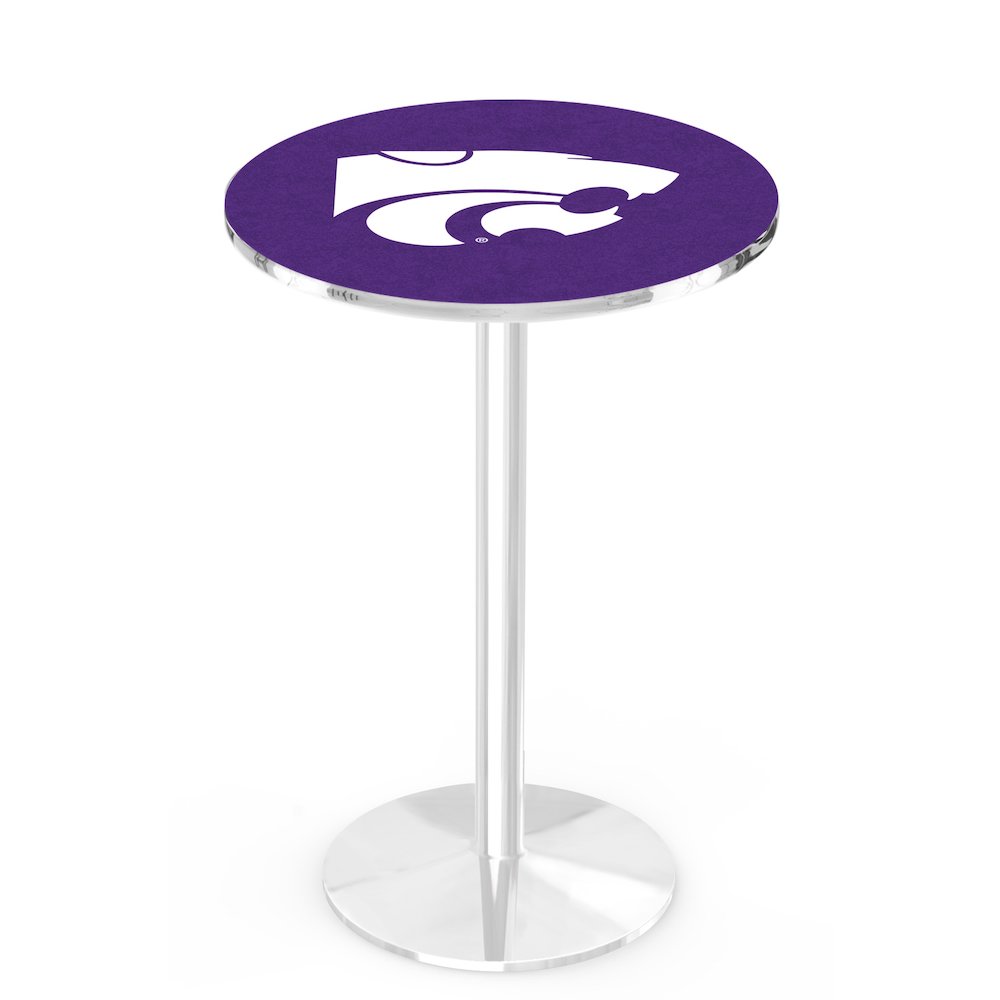 L214 Kansas State University 36" Tall - 36" Top Pub Table with Chrome Finish. Picture 1